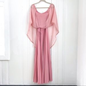 Vintage 1970’s Pink Off the Shoulder Maxi Dress